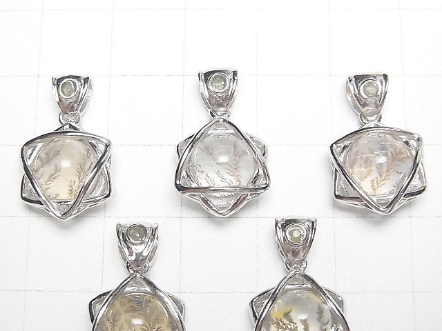 [Video] Dendrite Quartz AA++ 8mm Ball Star Shape Moldavite Pendant Silver925 1pc