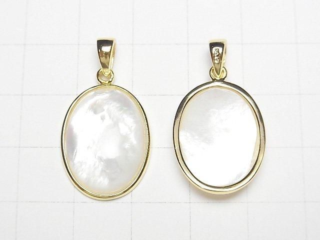 [Video] High-Quality White Shell AAA Oval Pendant 20x16mm 18KGP 1pc