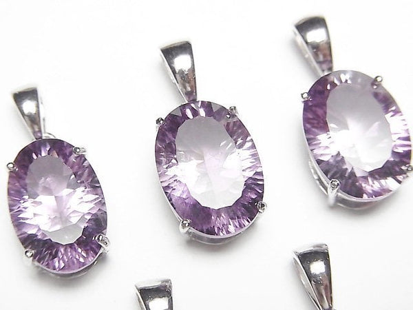 [Video]High Quality Amethyst AAA Oval Pendant Concave Cut Silver925 1pc