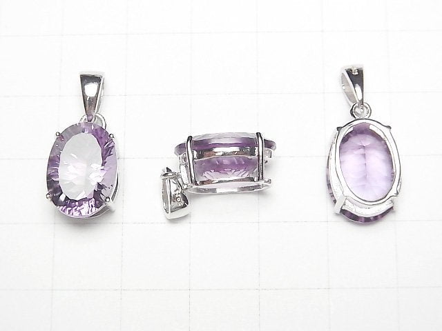 [Video]High Quality Amethyst AAA Oval Pendant Concave Cut Silver925 1pc