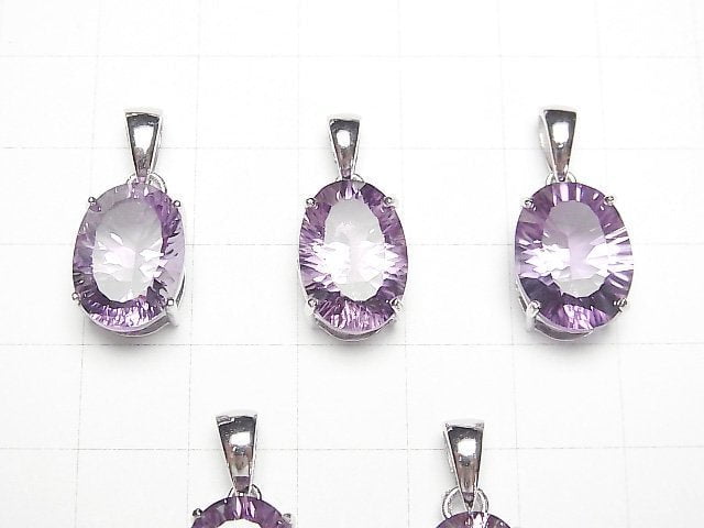 [Video]High Quality Amethyst AAA Oval Pendant Concave Cut Silver925 1pc