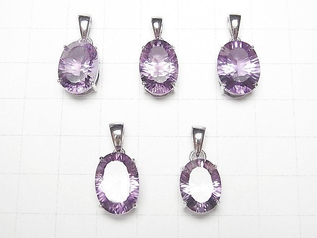 [Video]High Quality Amethyst AAA Oval Pendant Concave Cut Silver925 1pc