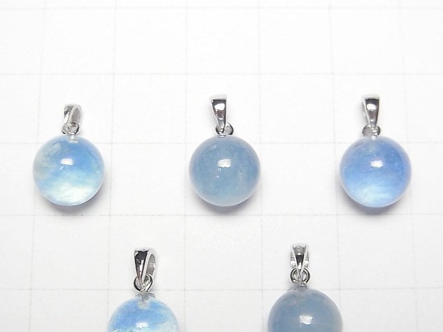 [Video]Aquamarine AAA- Round 9mm Pendant Silver925 1pc