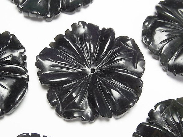 [Video] Black Obsidian AAA Flower 40mm Center Hole 1pc