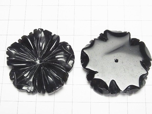 [Video] Black Obsidian AAA Flower 40mm Center Hole 1pc