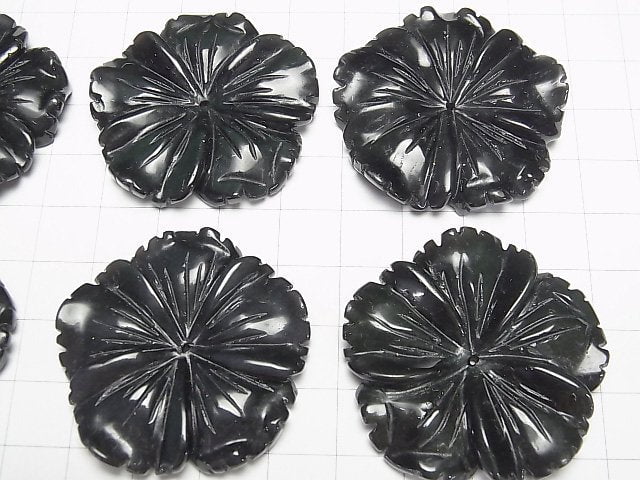 [Video] Black Obsidian AAA Flower 40mm Center Hole 1pc