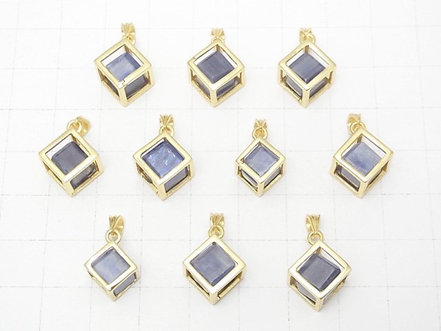 [Video] Kyanite AA++ Dice Pendant 18KGP 1pc