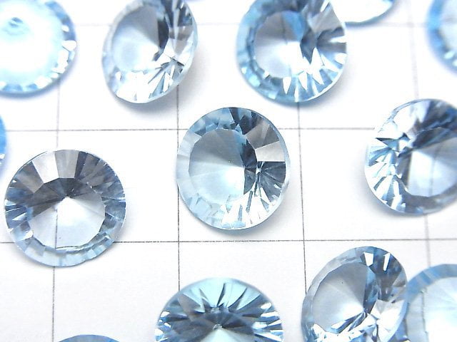 [Video]High Quality Sky Blue Topaz AAA Loose stone Round Concave Cut 10x10mm 1pc