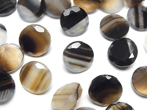 [Video] Black Stripe Agate Loose stone Round Faceted 10x10mm 3pcs