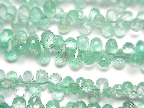 [Video]High Quality Emerald AAA Drop Faceted Briolette half or 1strand beads (aprx.15inch/38cm)