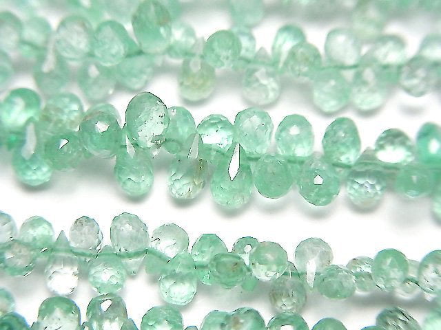 [Video]High Quality Emerald AAA Drop Faceted Briolette half or 1strand beads (aprx.15inch/38cm)