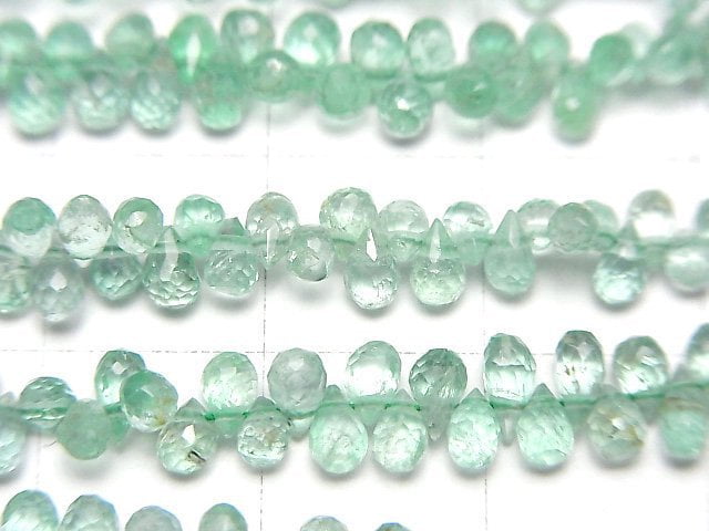 [Video]High Quality Emerald AAA Drop Faceted Briolette half or 1strand beads (aprx.15inch/38cm)