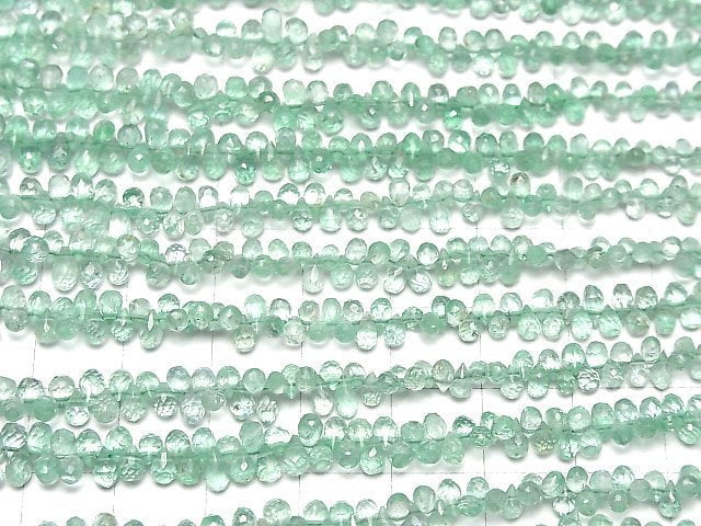 [Video]High Quality Emerald AAA Drop Faceted Briolette half or 1strand beads (aprx.15inch/38cm)