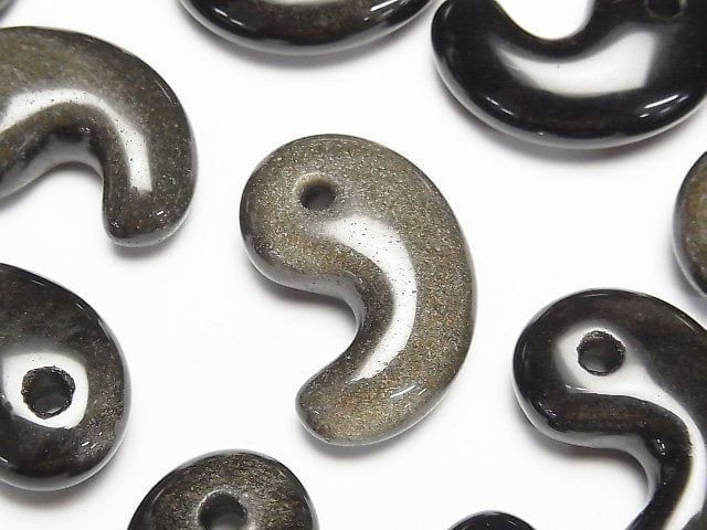 [Video] Golden Obsidian AAA Comma Shaped Bead 30x20mm 1pc