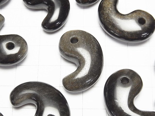 [Video] Golden Obsidian AAA Comma Shaped Bead 30x20mm 1pc