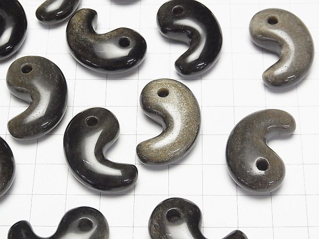 [Video] Golden Obsidian AAA Comma Shaped Bead 30x20mm 1pc