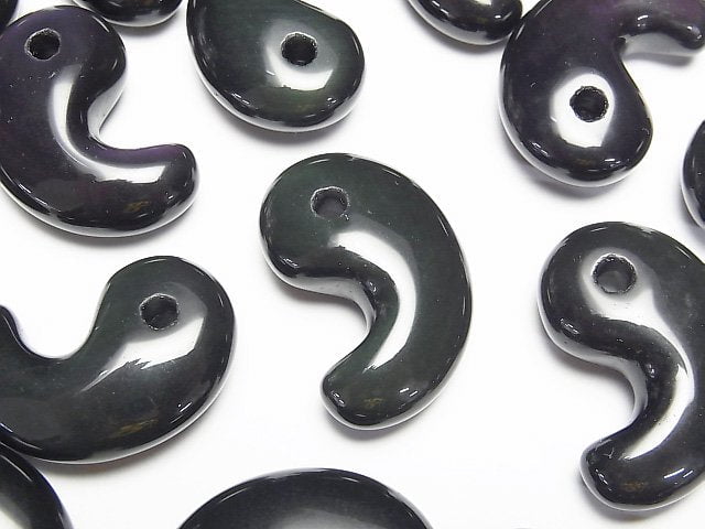 [Video] Rainbow Obsidian AAA Comma Shaped Bead 30x20mm 1pc