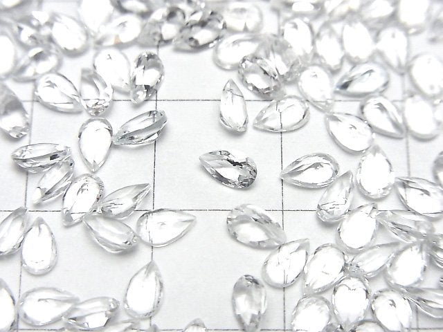 [Video]High Quality White Topaz AAA Loose stone Pear shape Faceted 5x3mm 10pcs