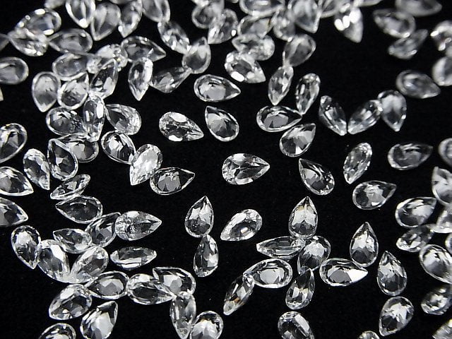 [Video]High Quality White Topaz AAA Loose stone Pear shape Faceted 5x3mm 10pcs