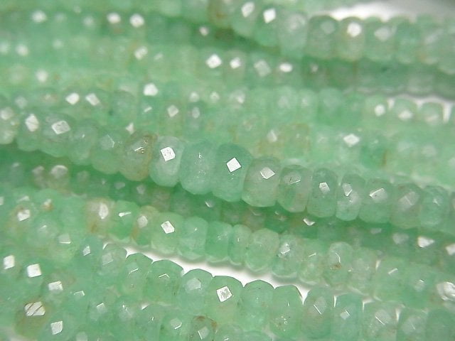 [Video]High Quality Colombian Emerald AAA- Faceted Button Roundel 1strand beads (aprx.15inch/38cm)