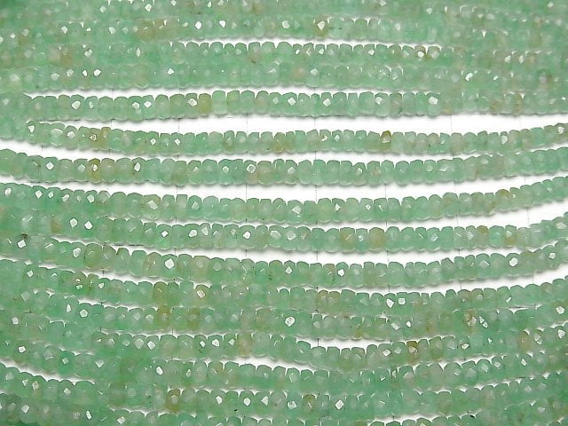 [Video]High Quality Colombian Emerald AAA- Faceted Button Rondelle 1strand beads (aprx.15inch/38cm)