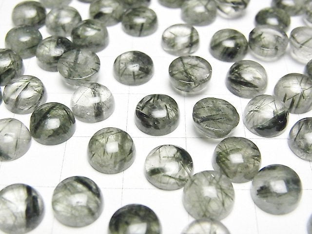 [Video] Actinolite in Quartz AA++ Round Cabochon 8x8mm 2pcs