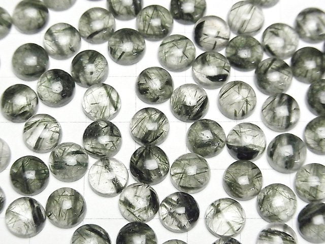 [Video] Actinolite in Quartz AA++ Round Cabochon 8x8mm 2pcs