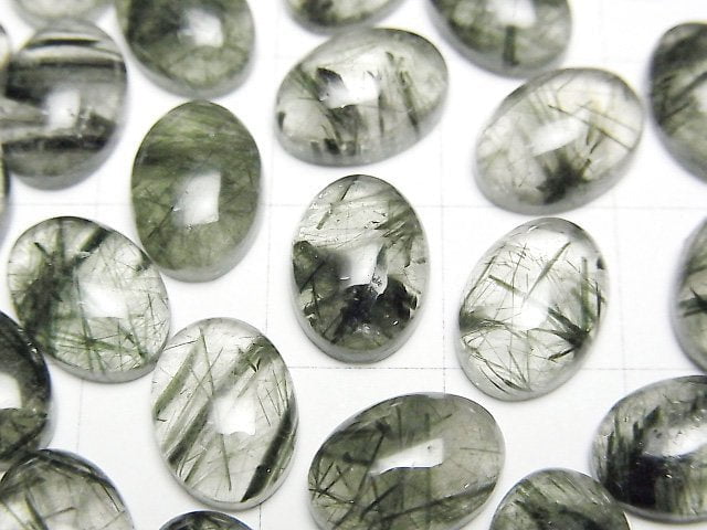 [Video] Actinolite in Quartz AA++ Oval Cabochon 11x8mm 2pcs