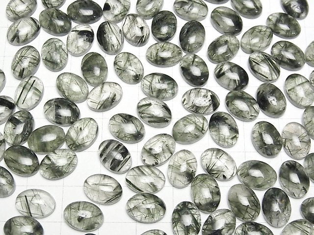 [Video] Actinolite in Quartz AA++ Oval Cabochon 11x8mm 2pcs