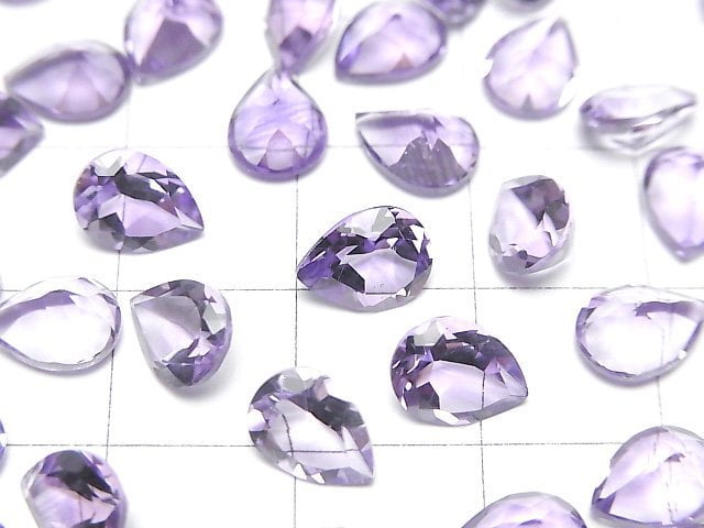 [Video]High Quality Amethyst AAA Loose stone Pear shape Faceted 8x6mm 5pcs