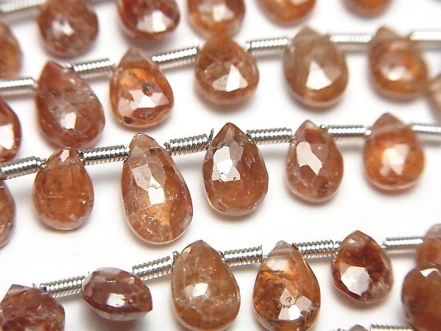 [Video]High Quality Reddish Brown Zircon AA++ Pear Shape Faceted Briolette 1strand beads (aprx.7inch/18cm)