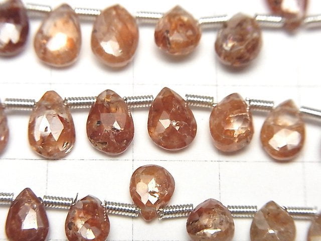 [Video]High Quality Reddish Brown Zircon AA++ Pear Shape Faceted Briolette 1strand beads (aprx.7inch/18cm)