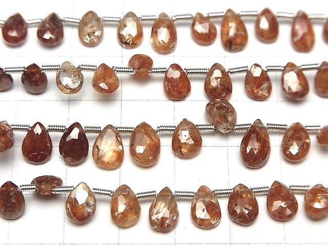 [Video]High Quality Reddish Brown Zircon AA++ Pear Shape Faceted Briolette 1strand beads (aprx.7inch/18cm)