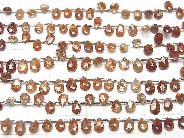 [Video]High Quality Reddish Brown Zircon AA++ Pear Shape Faceted Briolette 1strand beads (aprx.7inch/18cm)