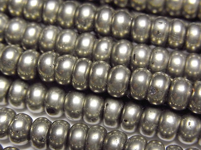 [Video]Pyrite Roundel 6x6x3mm half or 1strand beads (aprx.15inch/38cm)