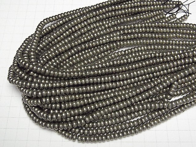 [Video]Pyrite Roundel 6x6x3mm half or 1strand beads (aprx.15inch/38cm)