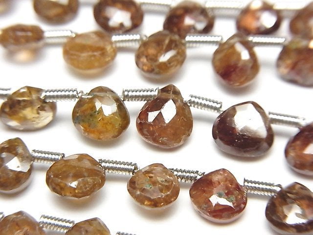 [Video]High Quality Brown Zircon AA++ Chestnut Faceted Briolette 1strand beads (aprx.7inch/18cm)