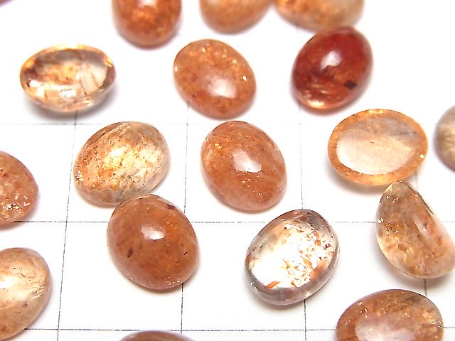 [Video]High Quality Sunstone AAA Oval Cabochon 9x7mm 2pcs