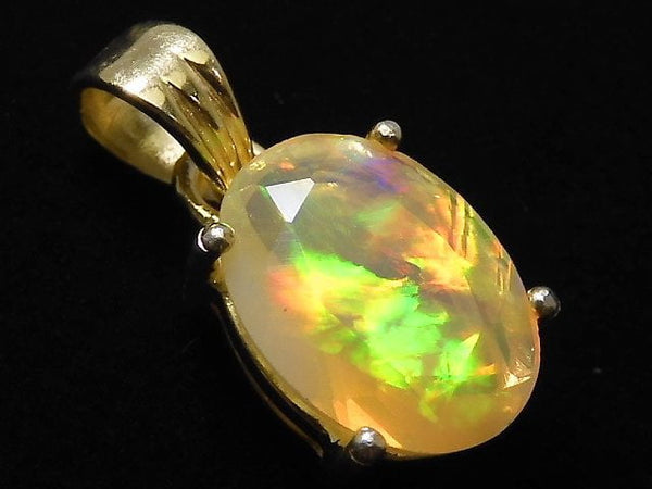 [Video][One of a kind] High Quality Opal AAA Faceted Pendant 18KGP NO.67