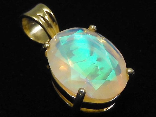 [Video][One of a kind] High Quality Opal AAA Faceted Pendant 18KGP NO.69