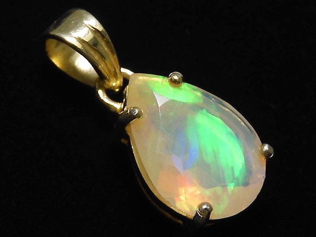 [Video][One of a kind] High Quality Opal AAA Faceted Pendant 18KGP NO.70