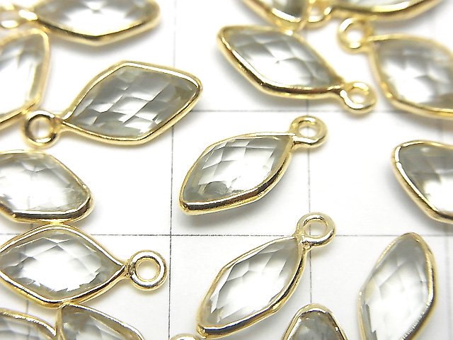 [Video]High Quality Green Amethyst AAA Bezel Setting Diamond Shape 11x6mm 18KGP 3pcs