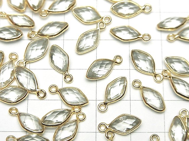 [Video]High Quality Green Amethyst AAA Bezel Setting Diamond Shape 11x6mm 18KGP 3pcs