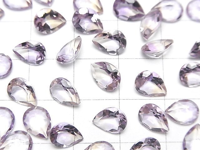 [Video]High Quality Amethyst x Citrine AAA Loose stone Pear shape Faceted 8x6mm 2pcs