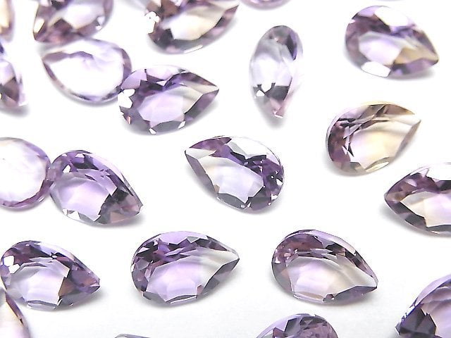 [Video]High Quality Amethyst x Citrine AAA Loose stone Pear shape Faceted 10x7mm 2pcs