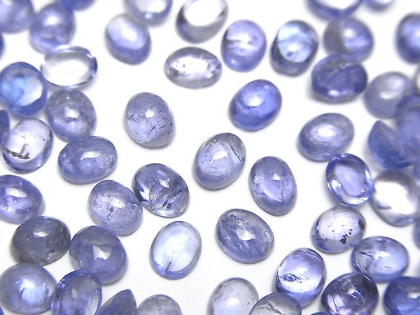 [Video]High Quality Tanzanite AA++ Oval Cabochon 5x4mm 5pcs