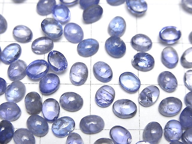 [Video]High Quality Tanzanite AA++ Oval Cabochon 5x4mm 5pcs