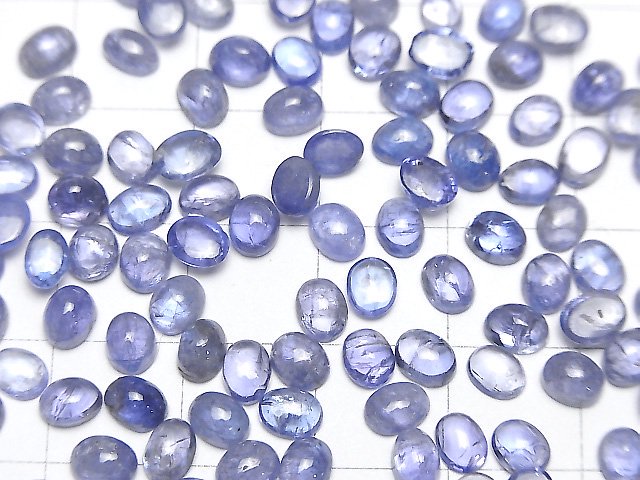 [Video]High Quality Tanzanite AA++ Oval Cabochon 5x4mm 5pcs