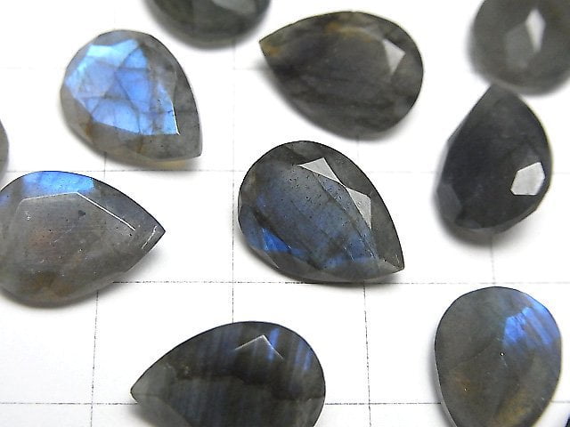 [Video]High Quality Labradorite AA++ Pear shape Faceted 14x10mm 2pcs