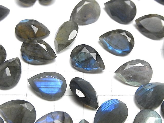 [Video]High Quality Labradorite AA++ Pear shape Faceted 14x10mm 2pcs